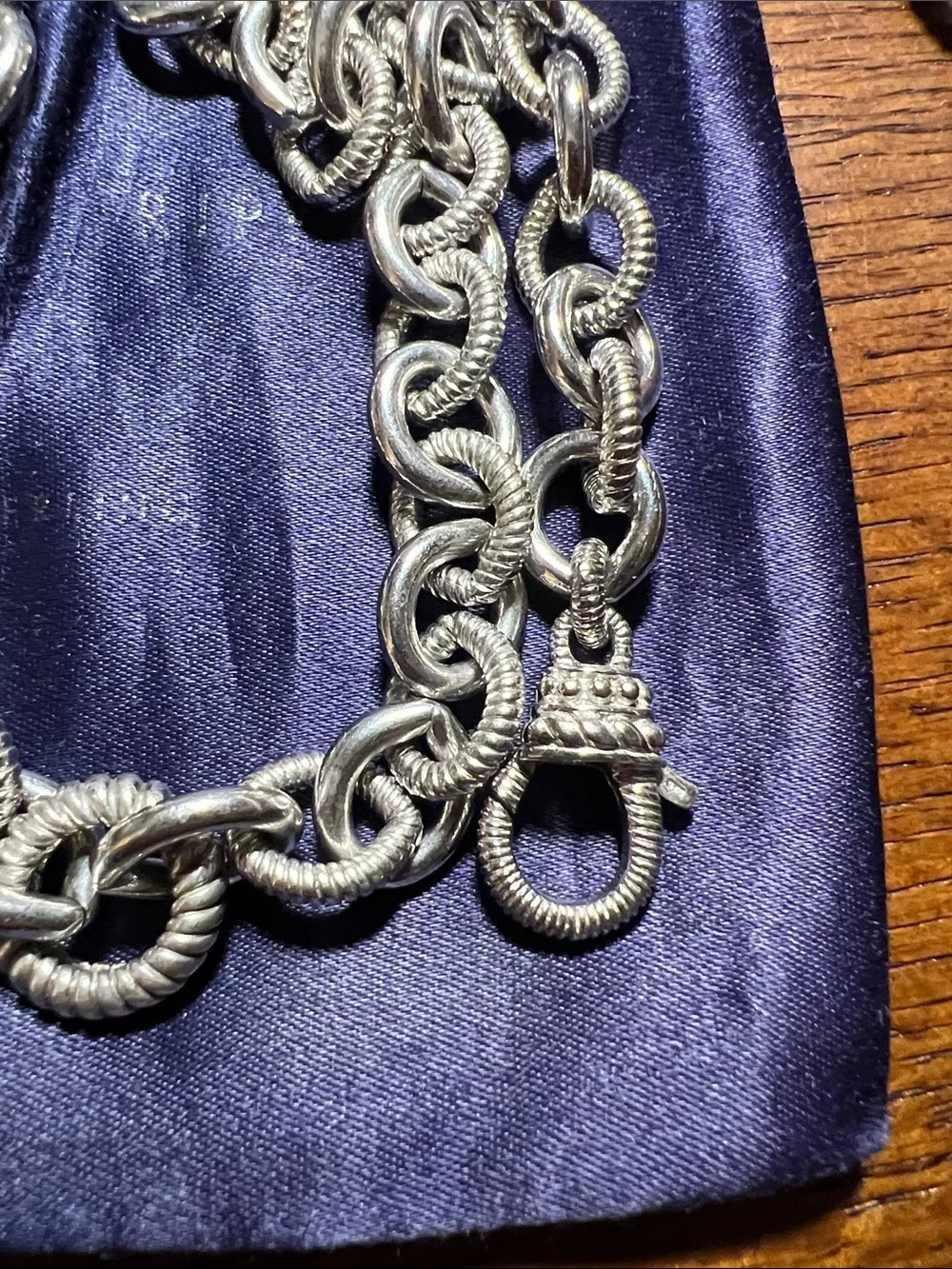 Retired Judith Ripka 925 Silver Chunky Silver Rope Link Necklace - Picture 5 of 5